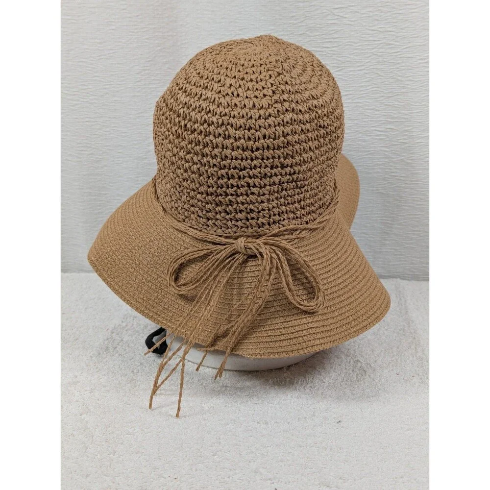 FURTALK - Women's - Sun Straw Hat Wide Brim - Chin Strap - Size M/L